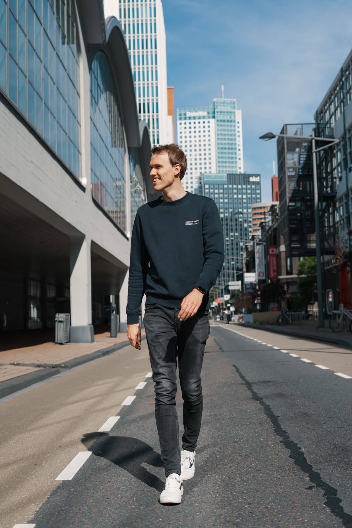 Man walking in a city street